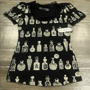 Lip Service RARE 90s Y2K short sleeve tee lace perfume bottles punk rock gothic